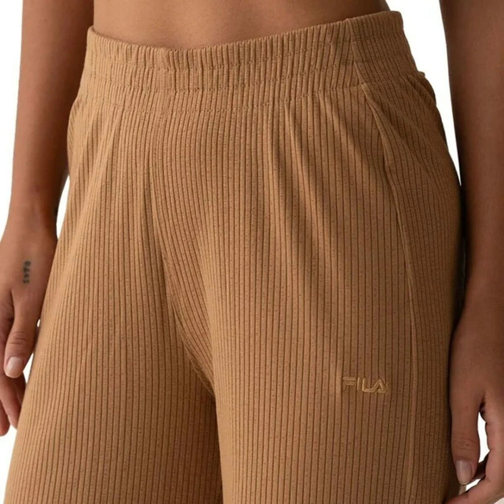 Pantalon Fila Wide Essentials Canelada De Mujer