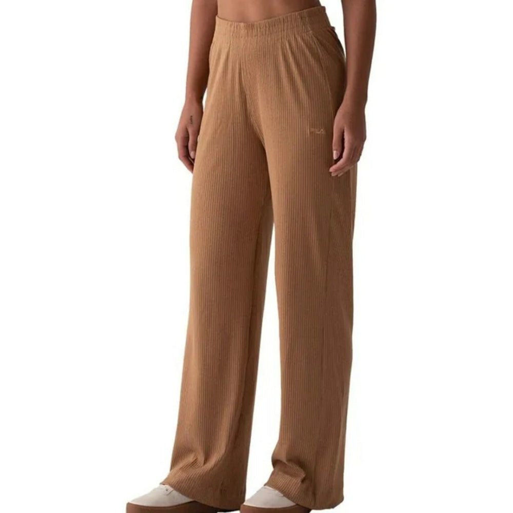 Pantalon Fila Wide Essentials Canelada De Mujer